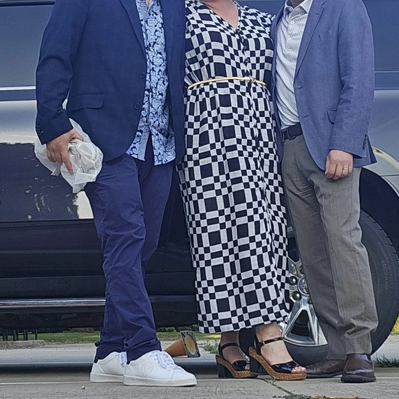 *host pick* sustainable Mara Hoffman black and white check plaid Phoebe dress XL - Picture 6 of 6